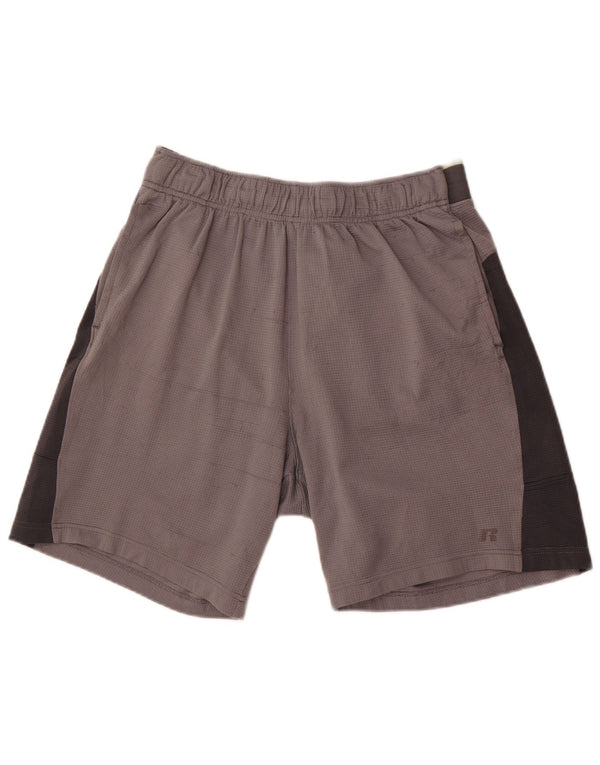 Pantaloncini sportivi grafici da uomo Russell Athletic, color grigio medio