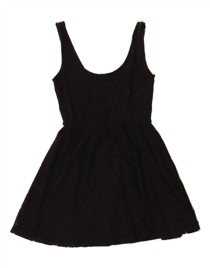 SUBDUED Womens Sleeveless A-Line Dress UK 12 Medium Black Floral Polyamide Vintage Subdued and Second-Hand Subdued from Messina Hembry 