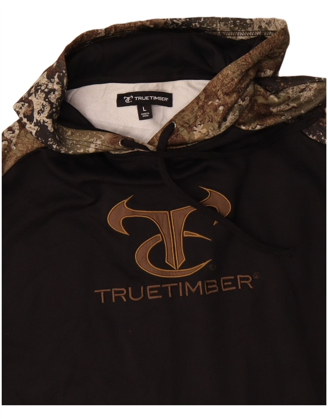 TRUE TIMBER Felpa con cappuccio grafica da uomo grande poliestere mimetico nero