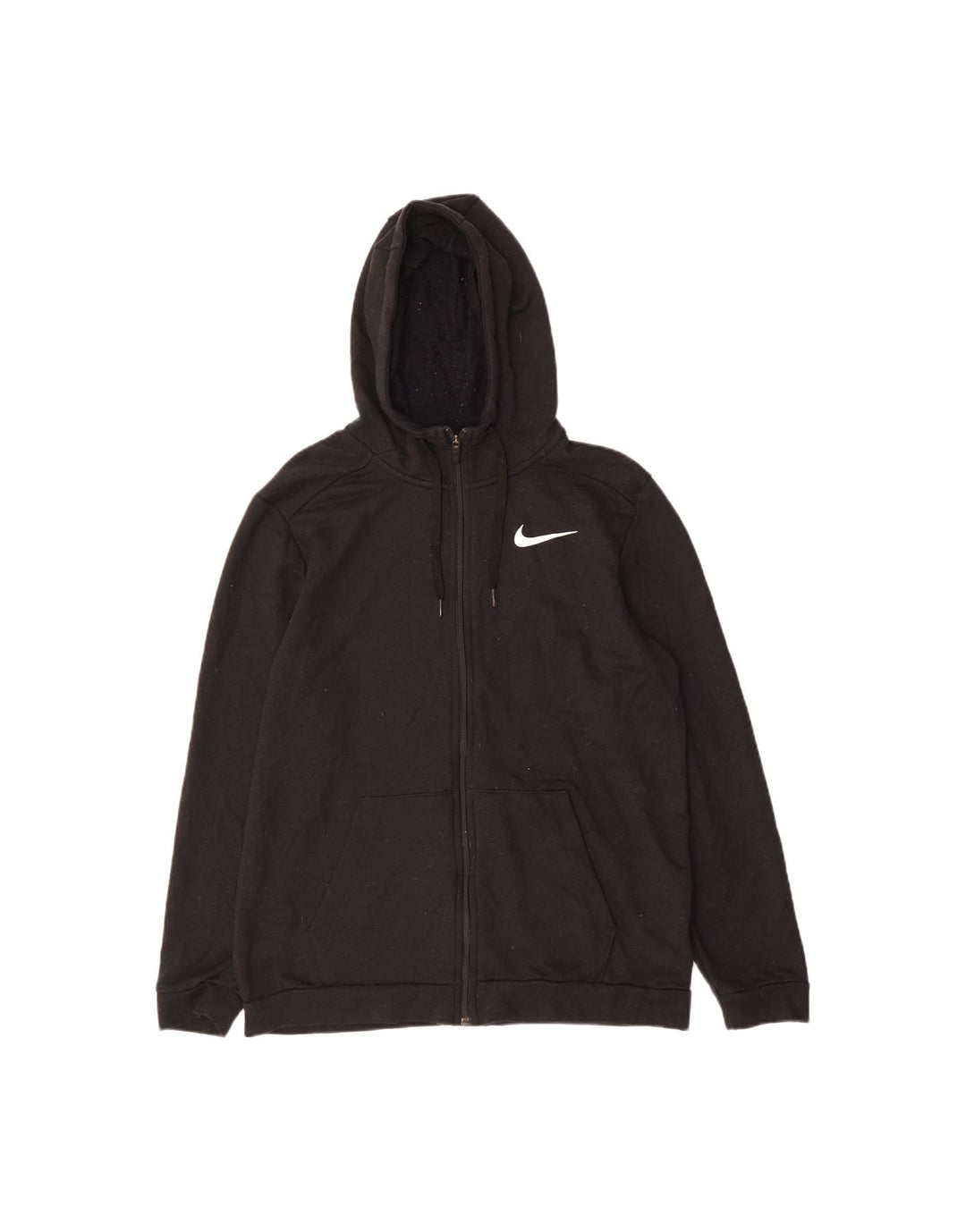 NIKE Mens Zip Hoodie Sweater Medium Black Polyester