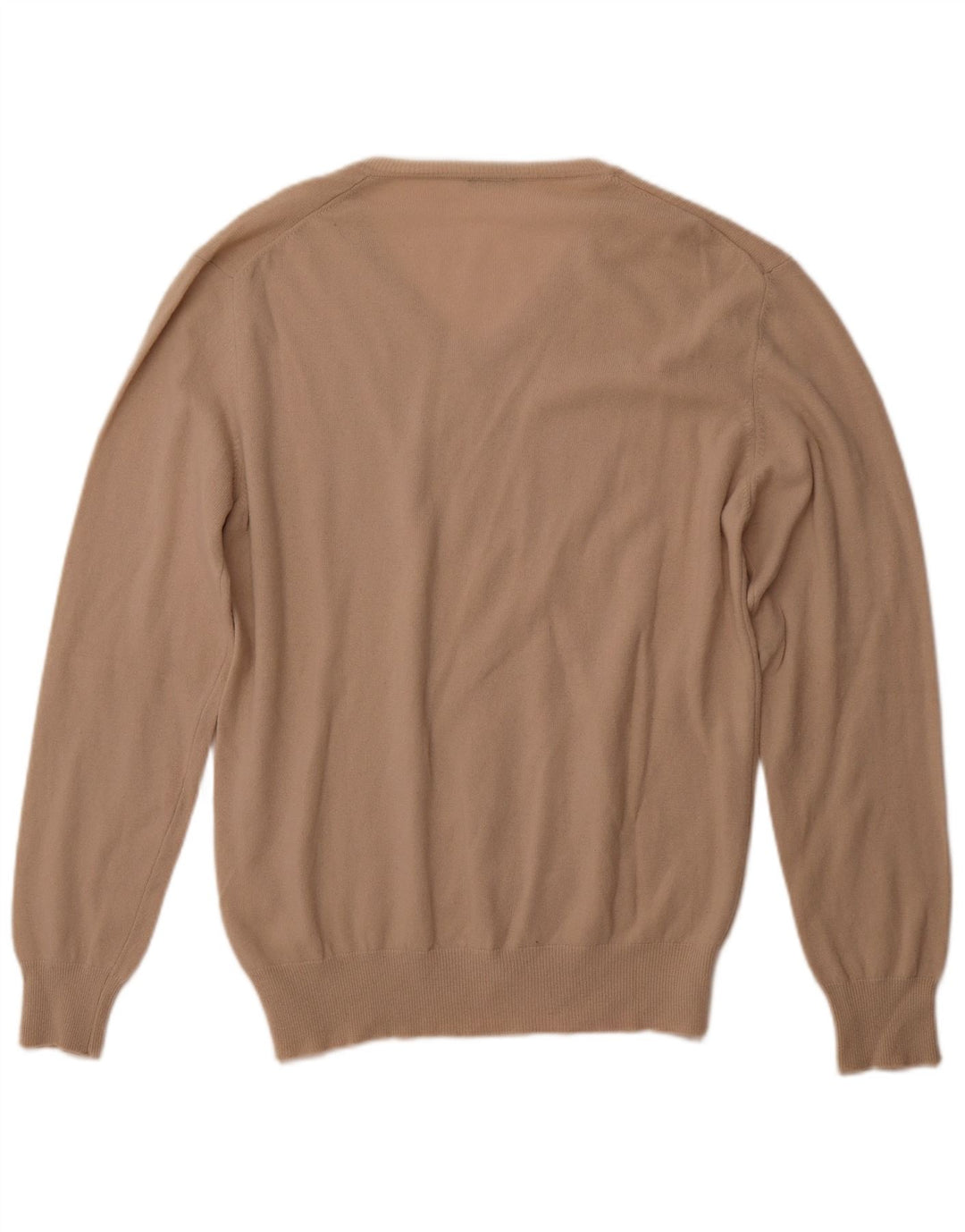 BENETTON Maglione da uomo con scollo a V XL in lana beige