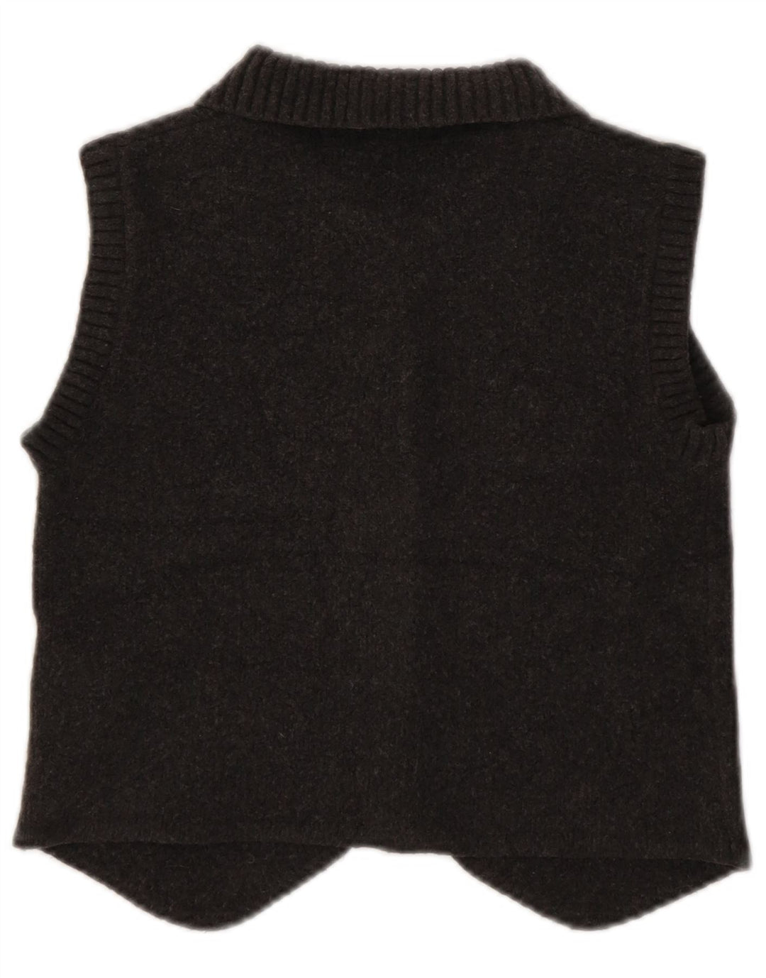 Maglione cardigan senza maniche corto da donna Zara UK 10 piccolo poliestere marrone
