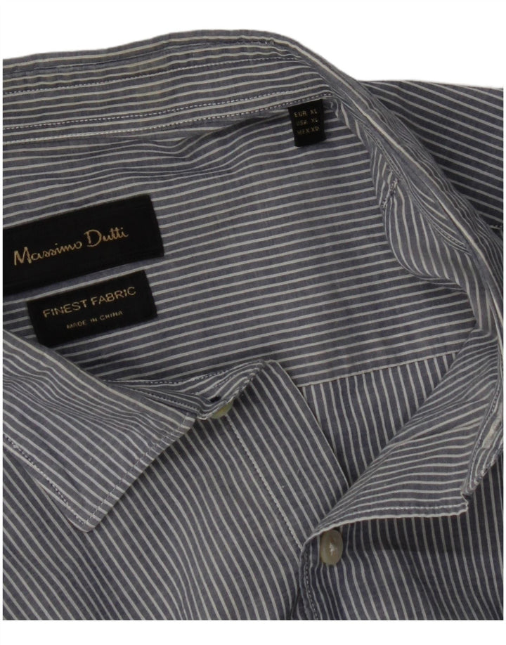 MASSIMO DUTTI Mens Shirt XL Blue Striped Cotton