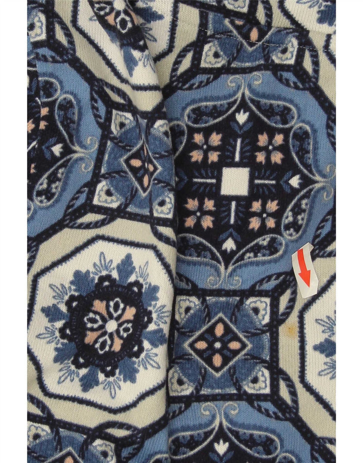 Top tunica manica 3/4 da donna Marks & Spencer UK 12 Blu medio geometrico