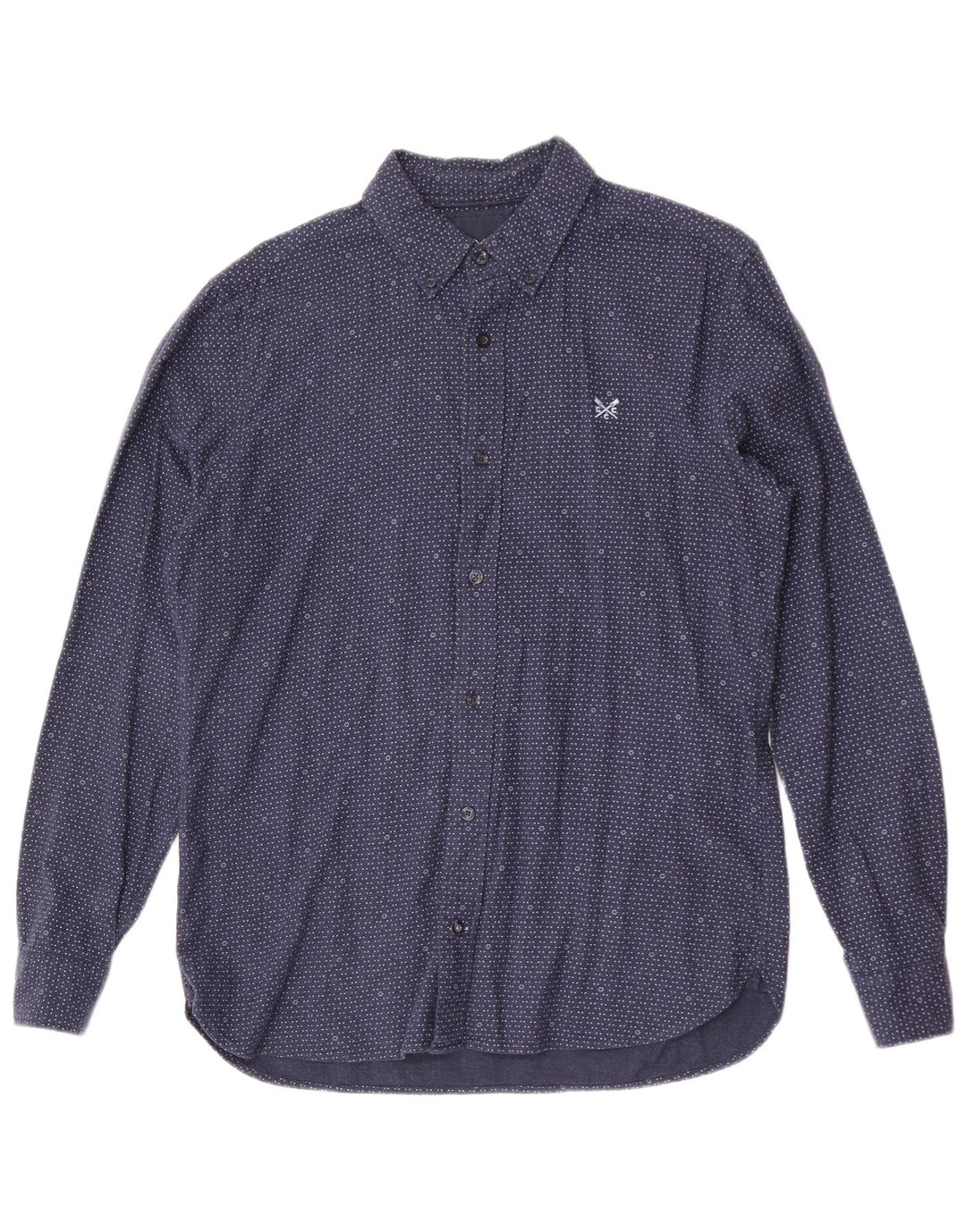 Crew Clothing Camicia slim fit da uomo in cotone maculato medio blu navy