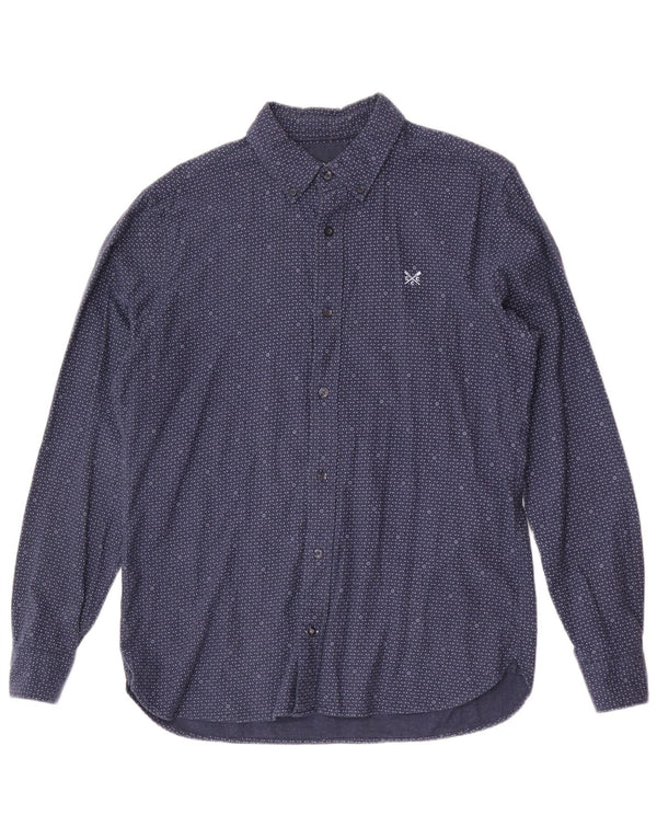 Crew Clothing Camicia slim fit da uomo in cotone maculato medio blu navy