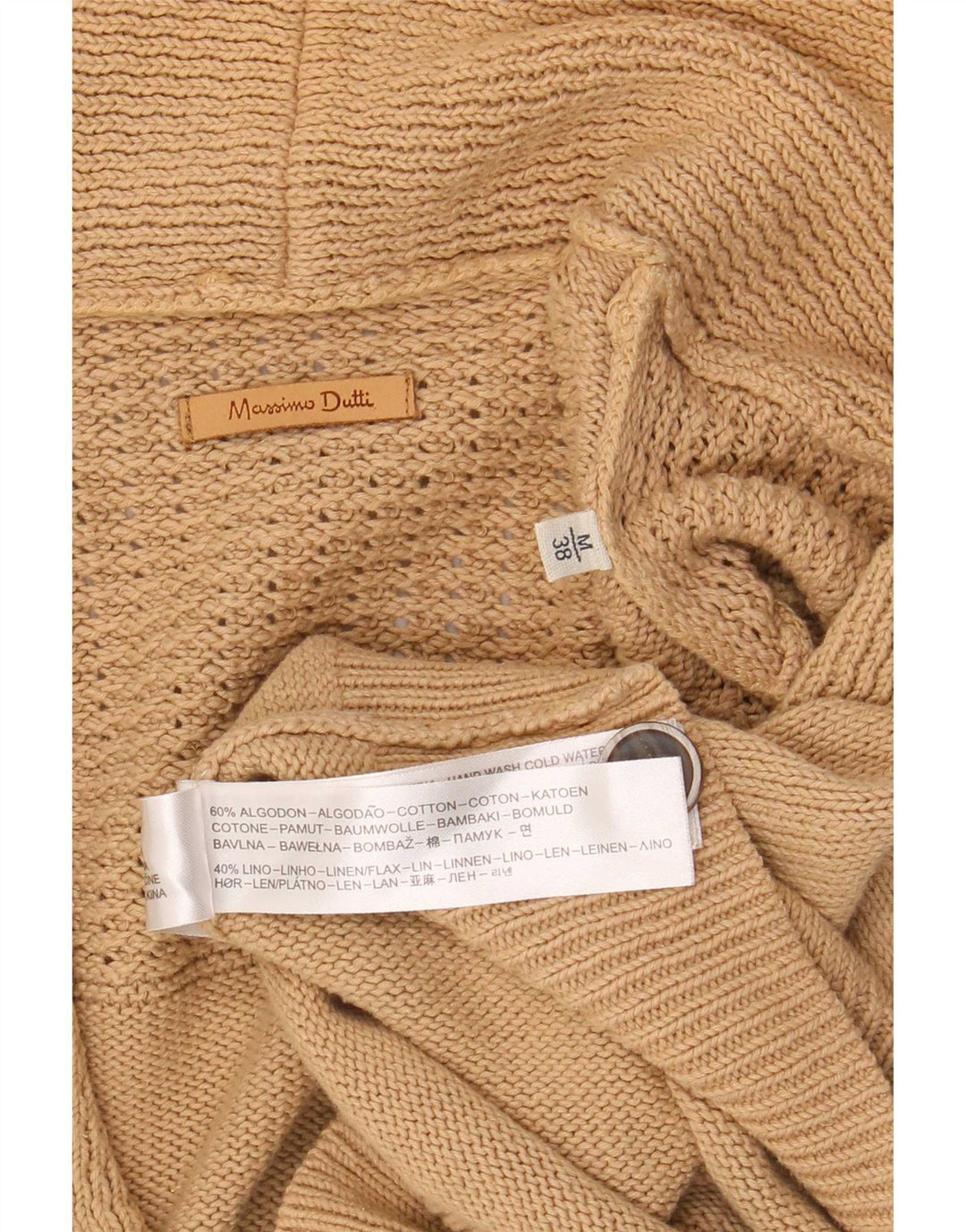 Maglione cardigan da uomo Massimo Dutti in cotone beige medio