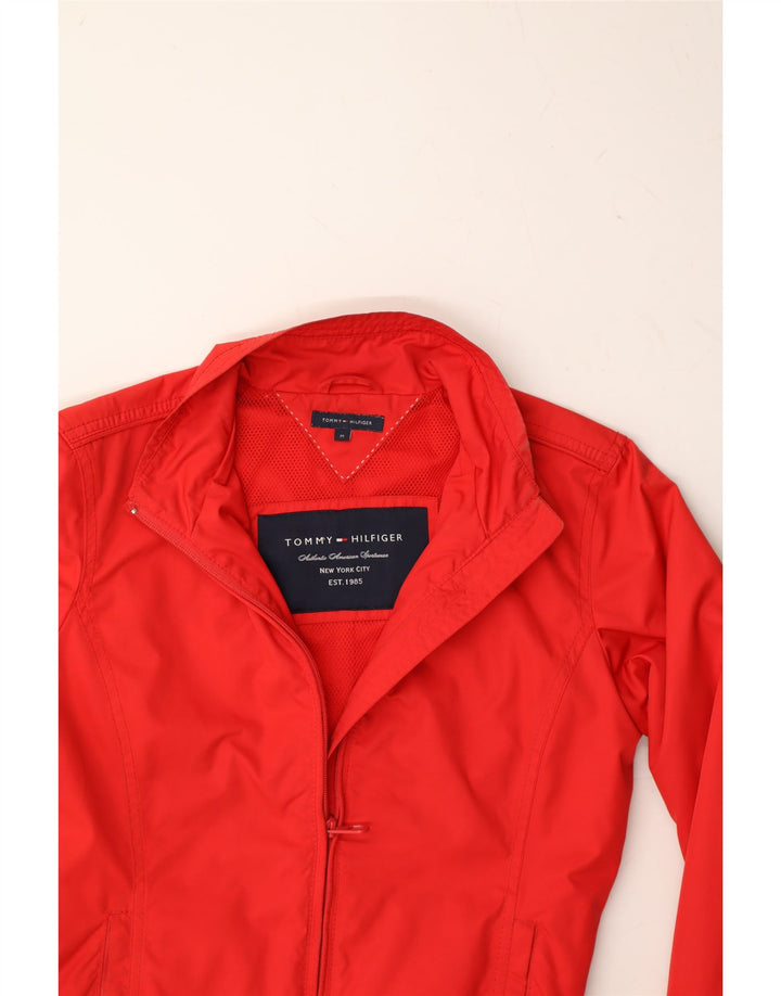 TOMMY HILFIGER Womens Tracksuit Top Jacket UK 12 Medium Red Polyester Vintage Tommy Hilfiger and Second-Hand Tommy Hilfiger from Messina Hembry 