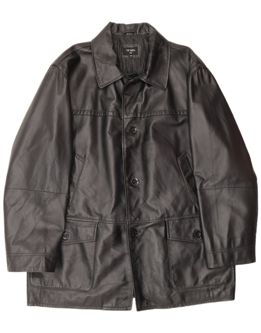 Giacca in pelle vintage da uomo IT 56 3XL Pelle nera