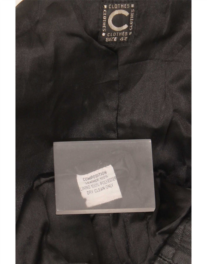 Cappotto in pelle vintage da donna IT 42 medio nero