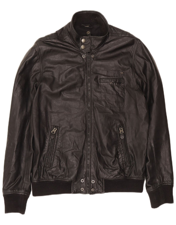 Giacca in pelle bomber da uomo Diesel UK 40 grande in pelle nera