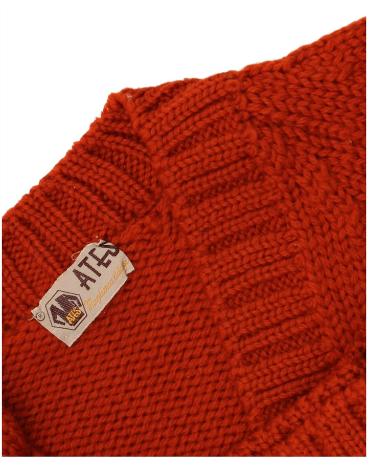 Maglione maglione vintage da donna con scollo a V UK 14 rosso medio