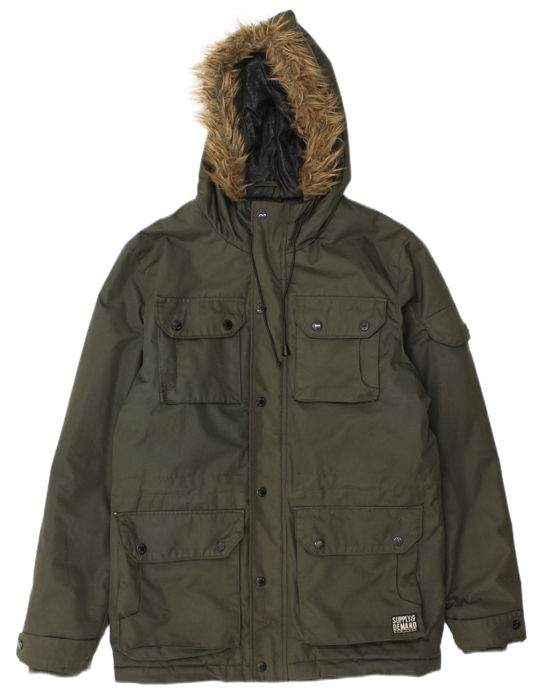Supply & Demand Giacca utilitaria da uomo con cappuccio UK 36 Small Poliestere kaki