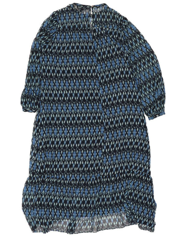 Abito lungo da donna a maniche lunghe Whistles UK 14 Grande poliestere Ikat blu