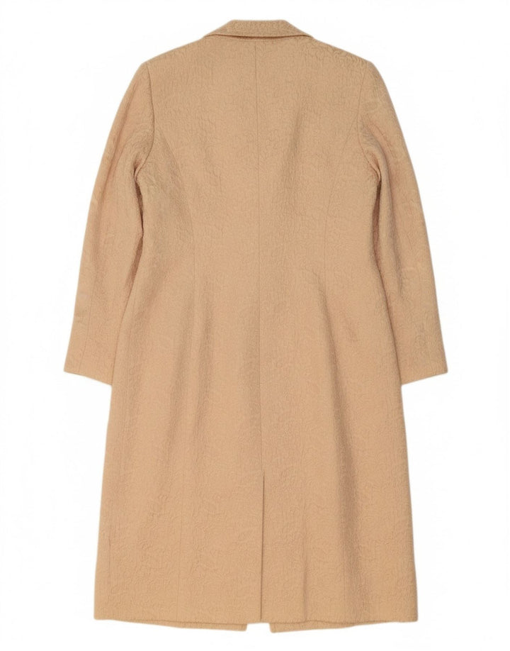 VINTAGE Womens Overcoat UK 14 Large Beige Floral Acetate