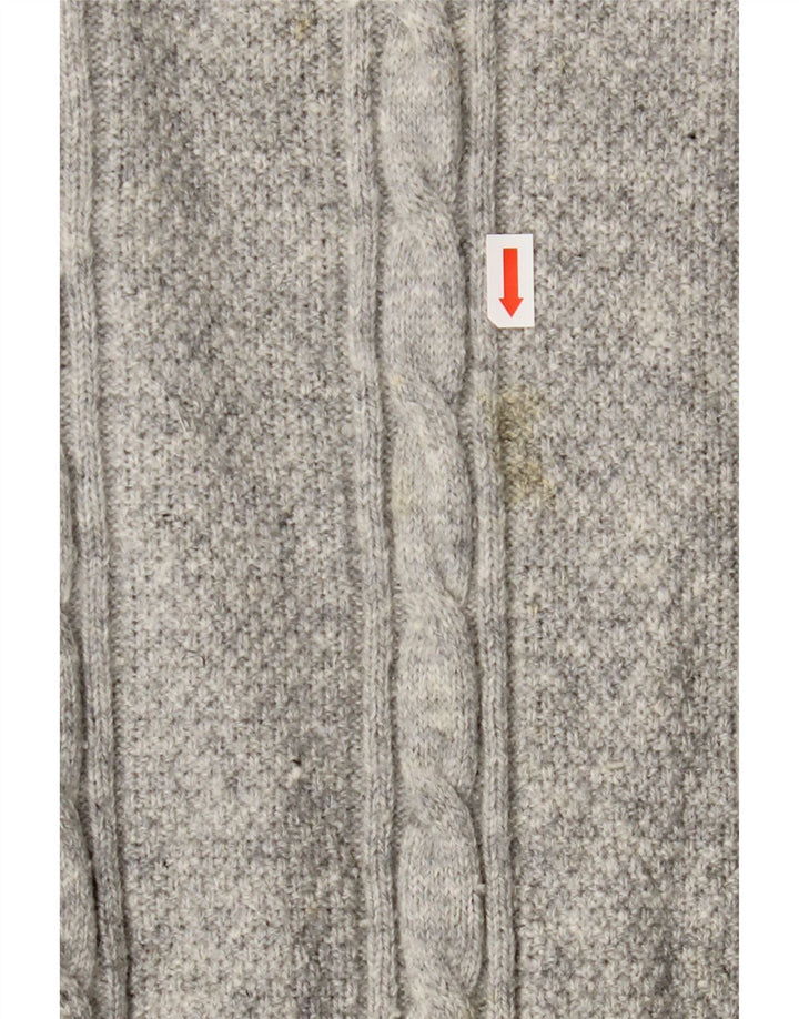 Crew Clothing Maglione da uomo con zip e collo in lana d'agnello grande grigia