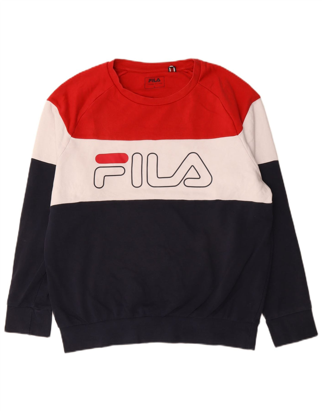 Fila Felpa grafica da uomo Maglione grande in cotone color block multicolore