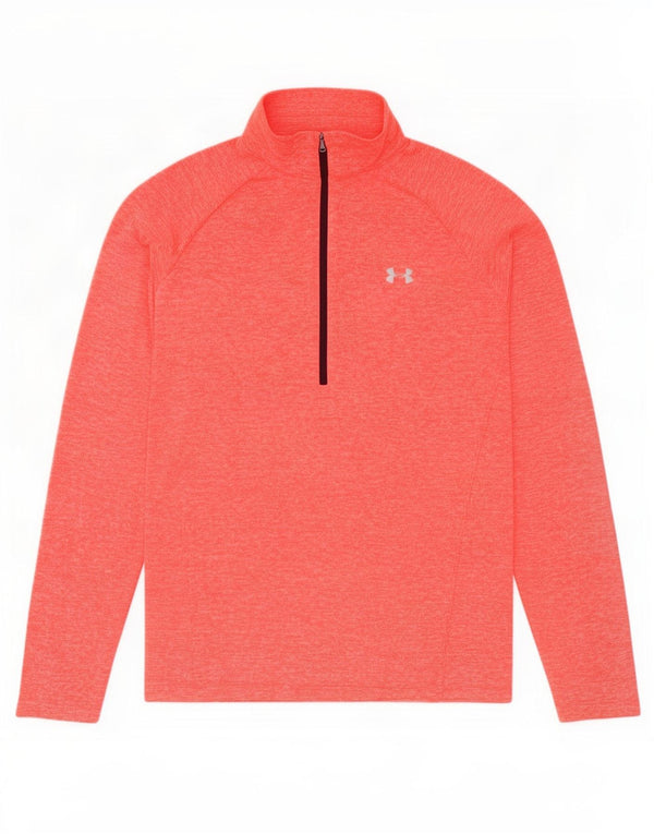 Under Armour Uomo Heat Gear Pullover Tuta da ginnastica Top XL Arancione chiazzato