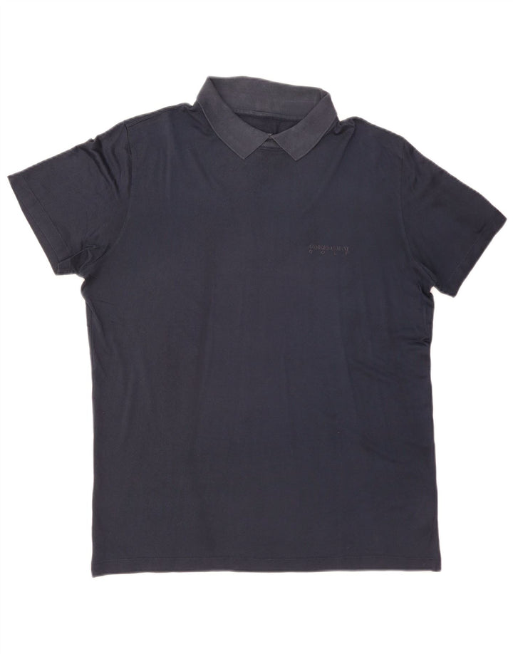 Polo Uomo GIORGIO ARMANI IT 50 Medio Blu Navy Seta