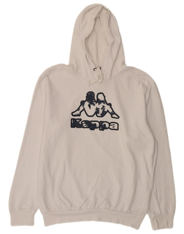 Felpa con cappuccio grafica da uomo Kappa 2XL cotone bianco