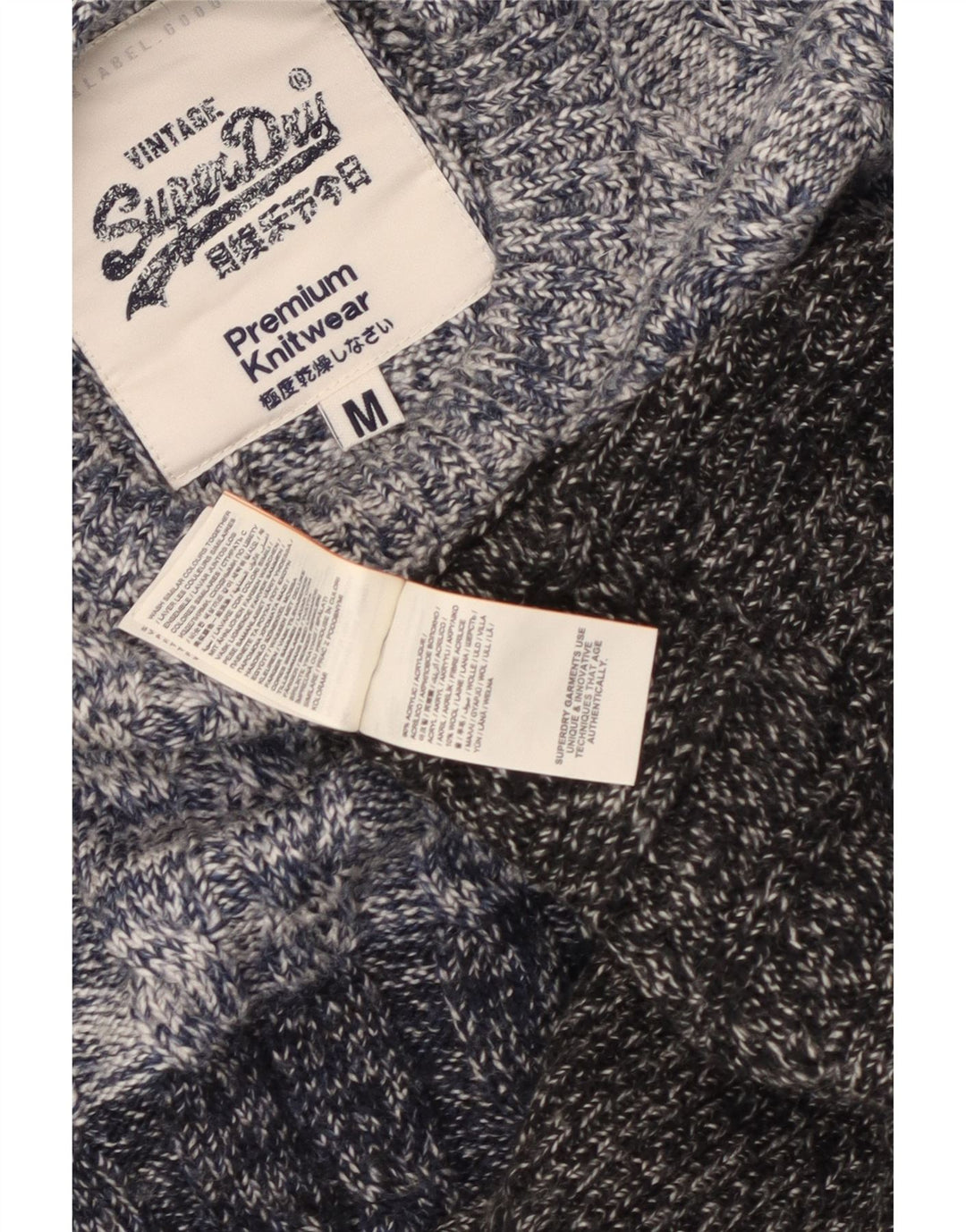 Maglione da uomo con scollo a barca Superdry Acrilico screziato blu navy medio
