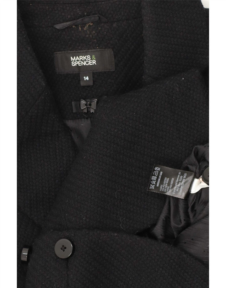 Giacca blazer a 5 bottoni da donna Marks & Spencer UK 14 poliestere nero medio