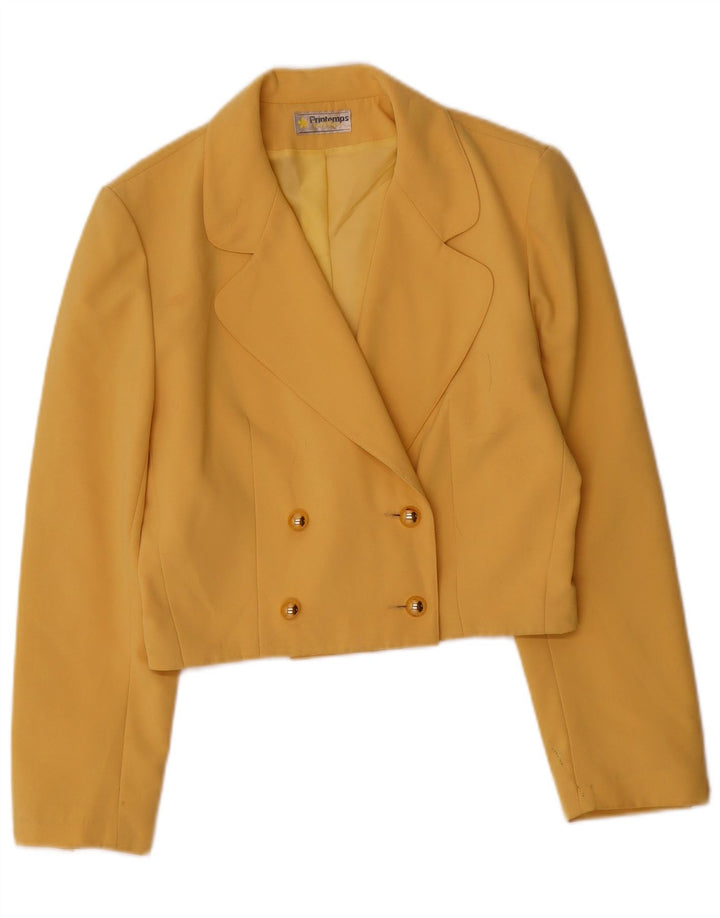 Giacca blazer doppiopetto vintage da donna IT 40 piccola gialla classica