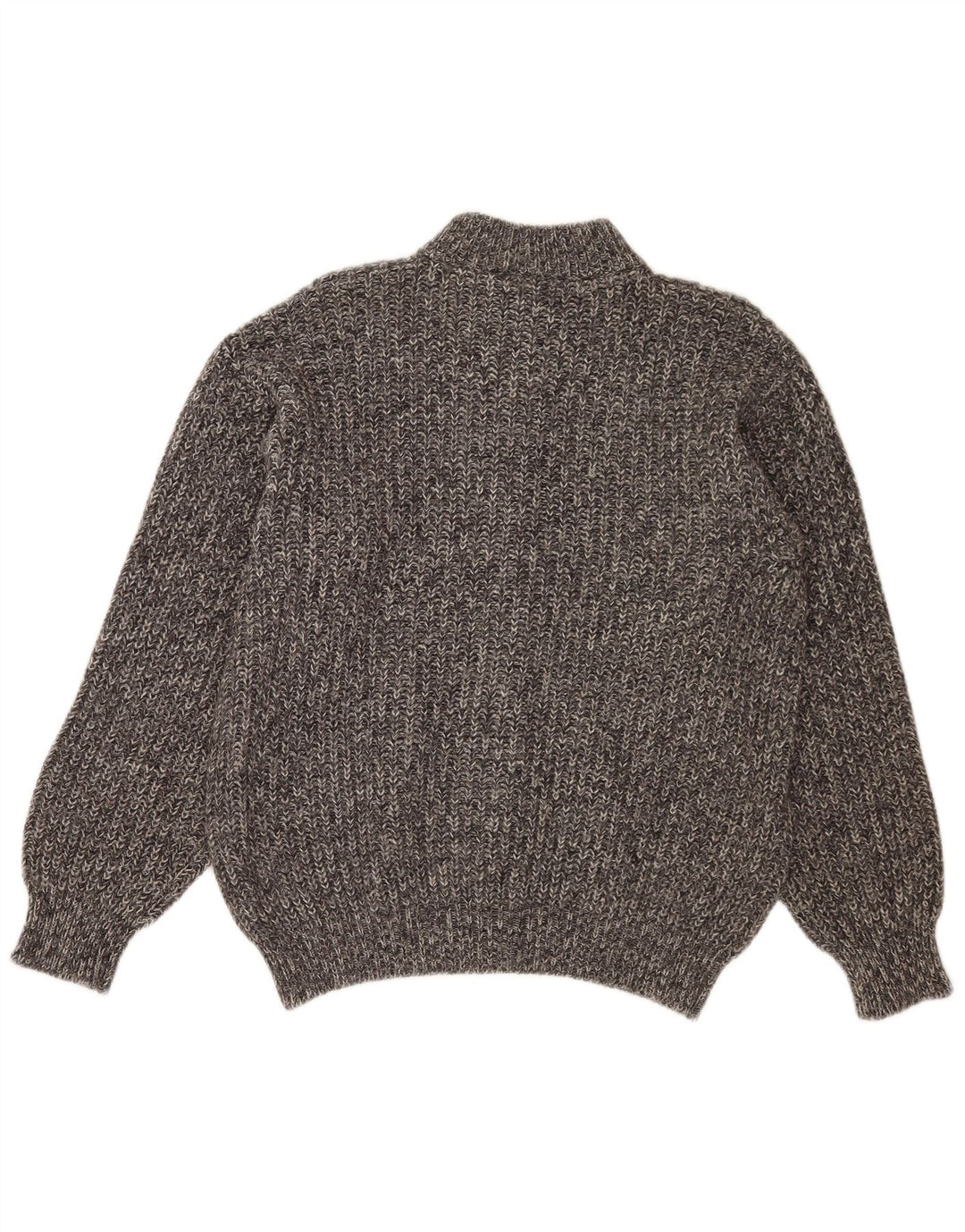 Maglione cardigan da donna vintage UK 14 Lana di alpaca screziata grigio medio