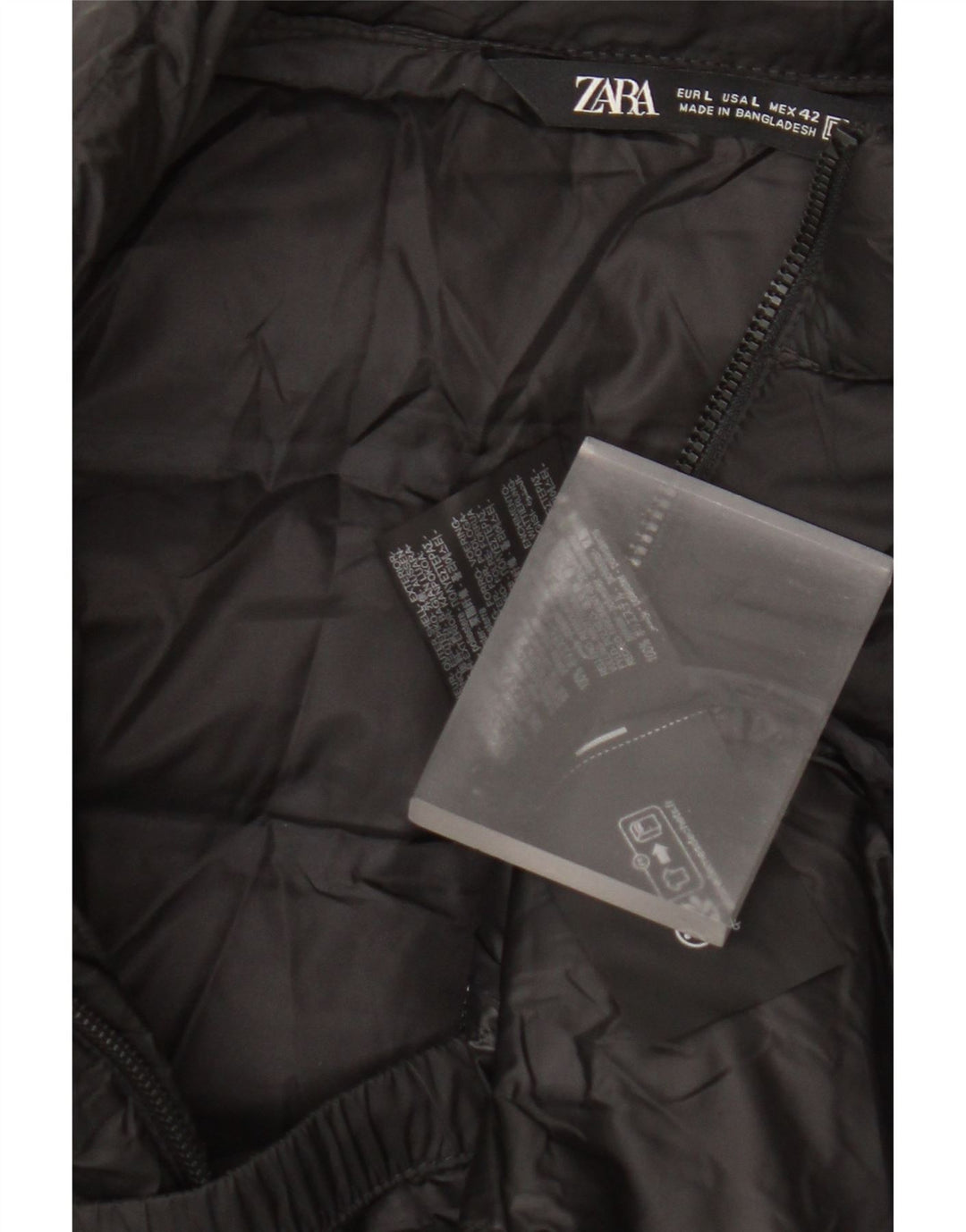 Gilet imbottito da donna Zara UK 16 grande poliestere nero