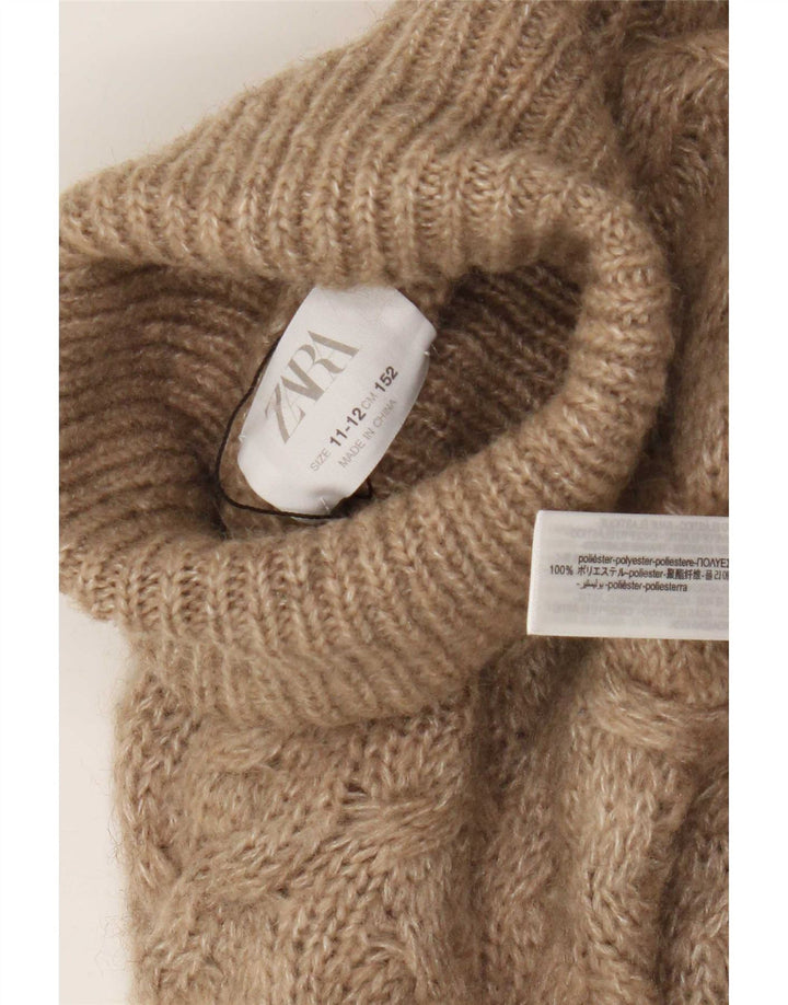 Maglione corto per ragazze Zara con collo alto 11-12 anni in poliestere marrone