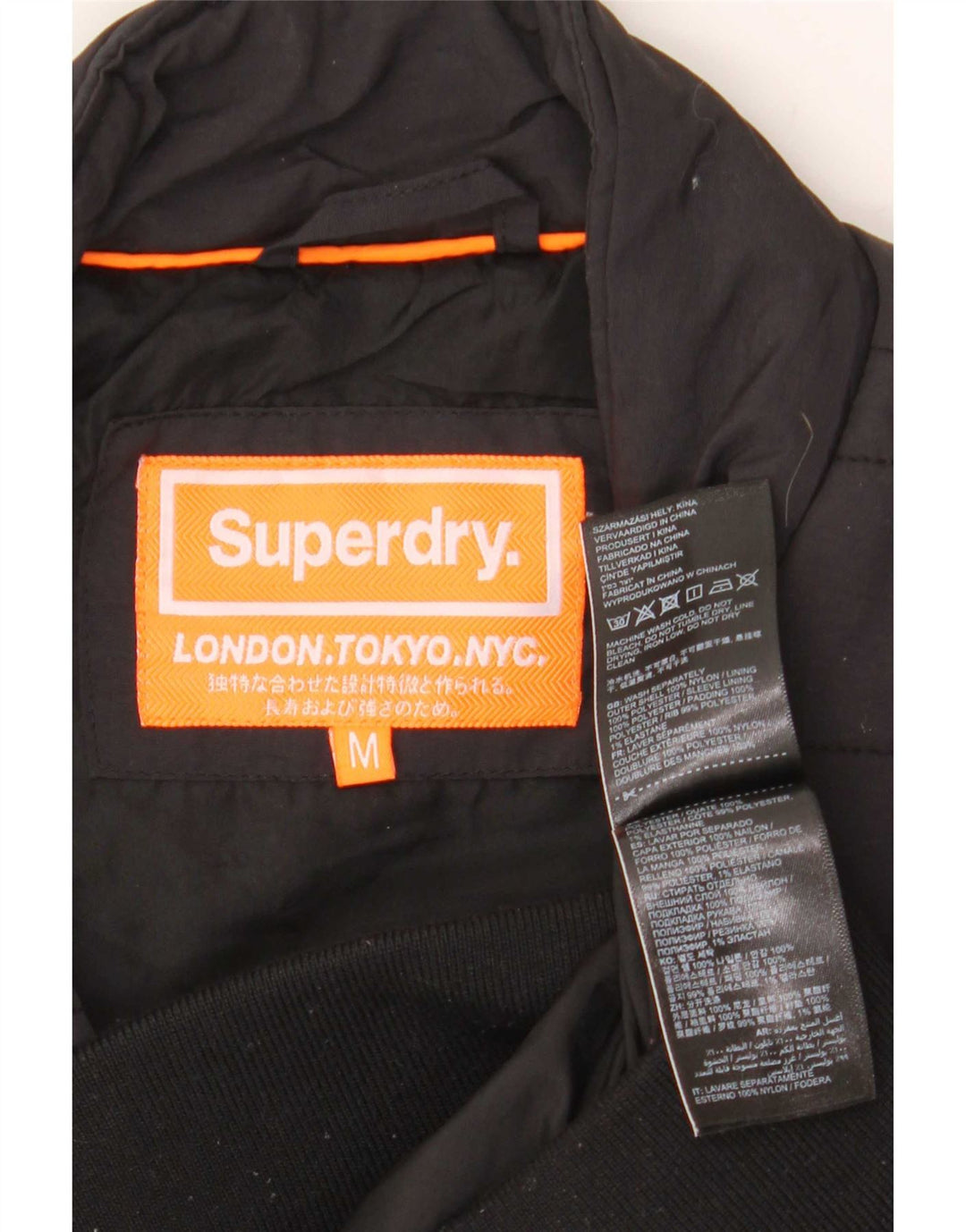 Giacca imbottita da uomo Superdry UK 38 nylon nero medio