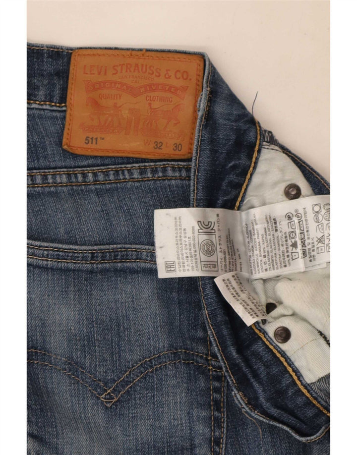 Jeans Levi's Uomo 511 Slim Distressed W32 L30 Cotone Blu