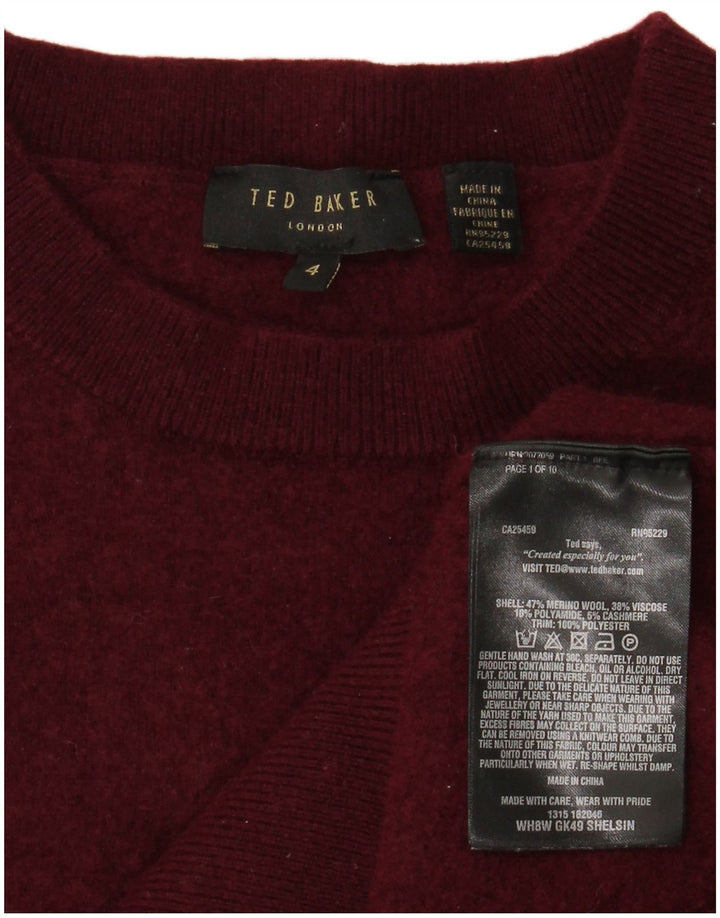 Maglione maglione girocollo da donna TED BAKER taglia 4 grande bordeaux