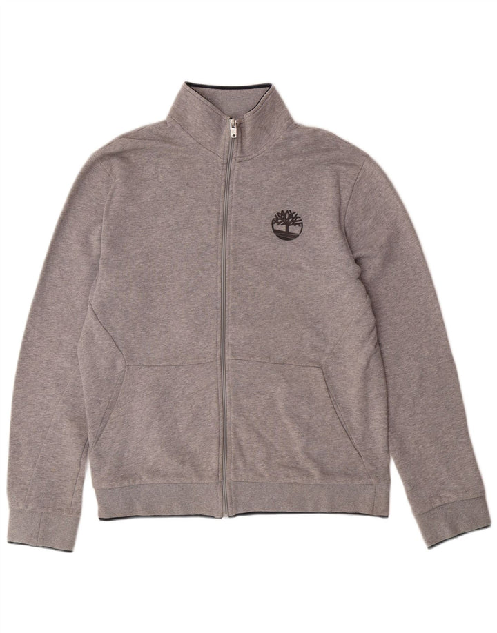 TIMBERLAND Mens Slim Fit Tracksuit Top Jacket Medium Grey Cotton