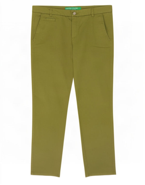 Pantaloni chino slim da donna Benetton UK 14 Large W34 L29 Cotone verde