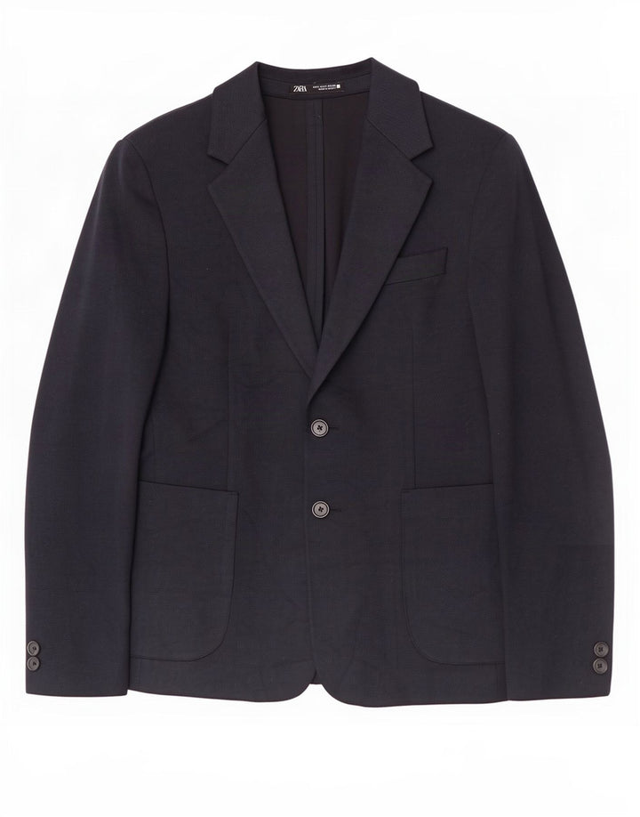 Giacca blazer da uomo a 2 bottoni Zara UK 36 piccola in poliestere blu navy