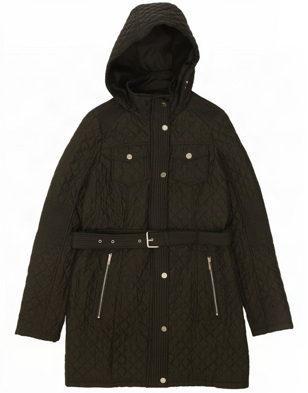 Cappotto trapuntato con cappuccio da donna Marks & Spencer UK 10 piccolo poliestere verde