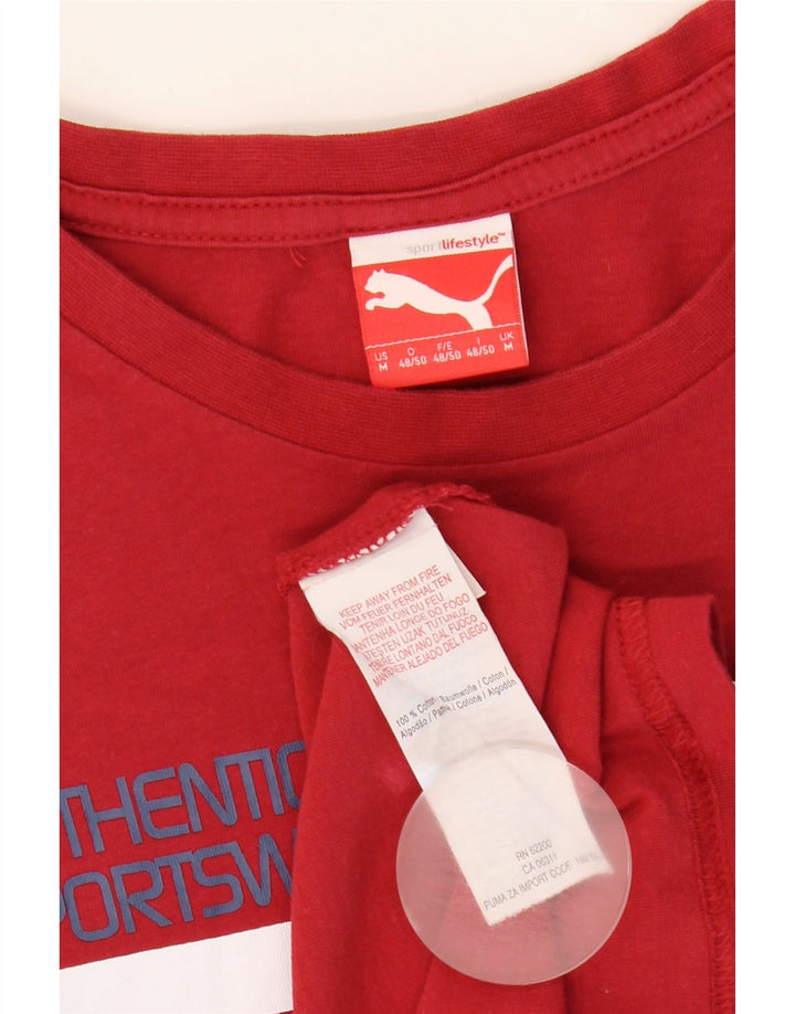 T-shirt grafica da uomo Puma Top in cotone rosso medio
