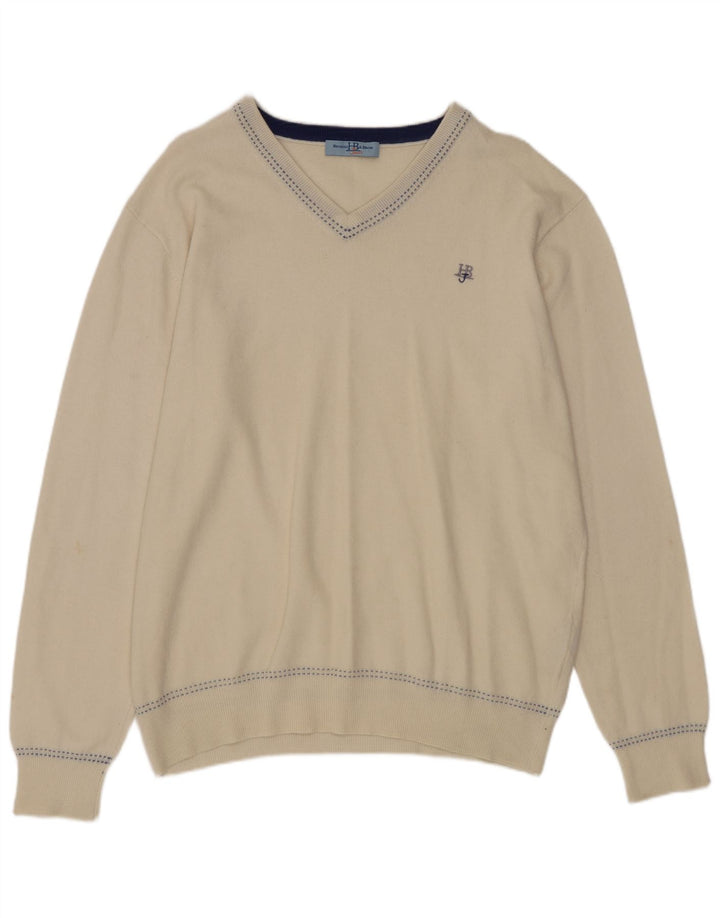 HARMONT & BLAINE Maglione da uomo con scollo a V 2XL Lana bianca