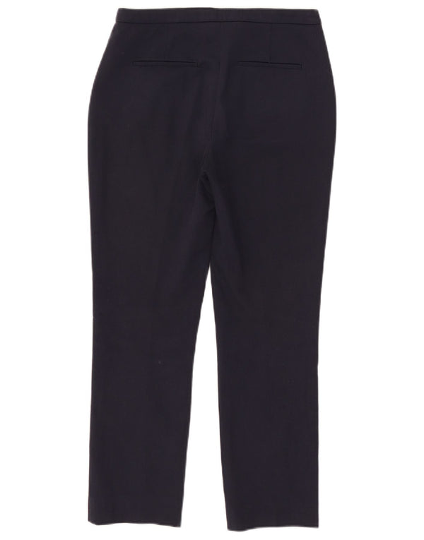 Reiss Womens Straight Cropped Trousers UK 6 XS W27 L25 Navy Blue Cotton