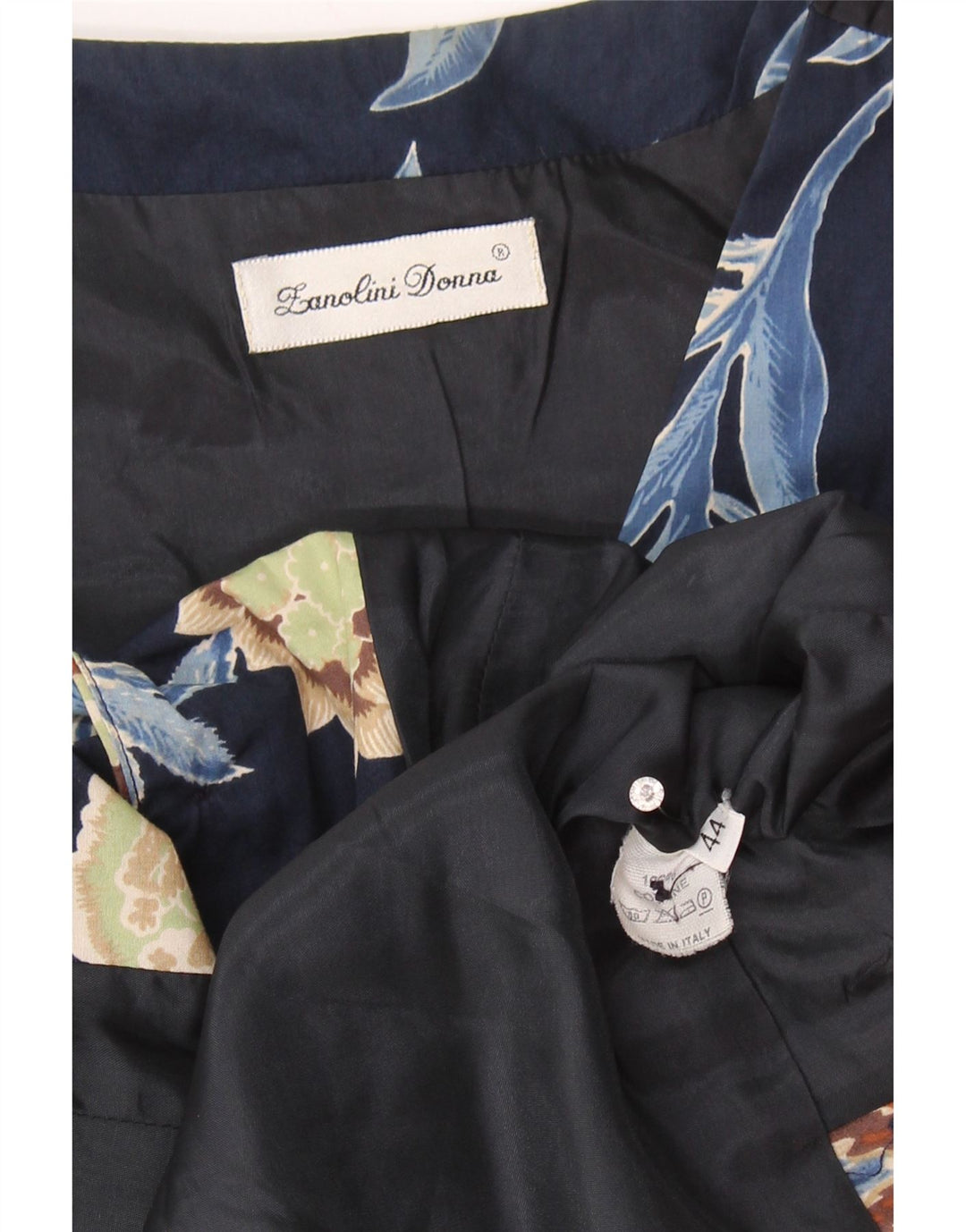 Gilet da donna vintage IT 44 cotone floreale medio blu navy