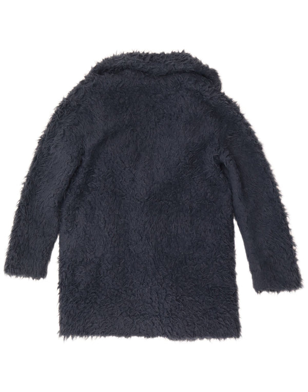 Cappotto Zara da donna in pelliccia sintetica vestibilità ampia UK 10 piccolo poliestere blu