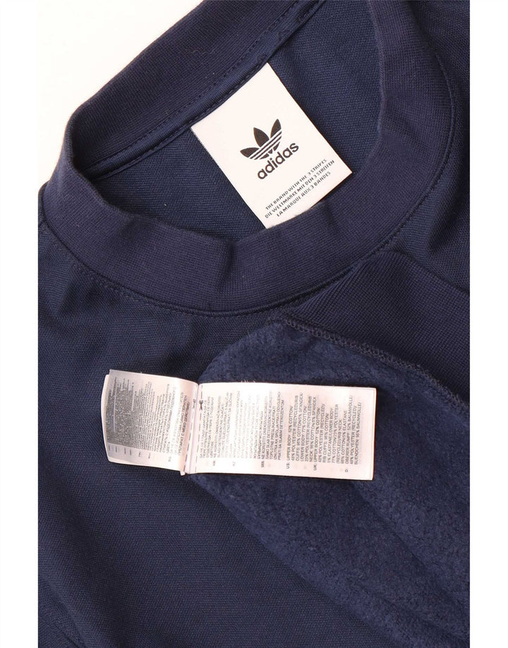 Felpa grafica da uomo Adidas piccola in cotone blu navy