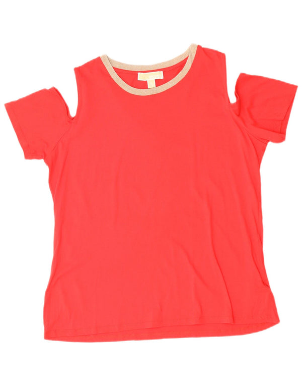 Michael Kors T-shirt da donna con spalle scoperte Top UK 18 XL Rosso cotone