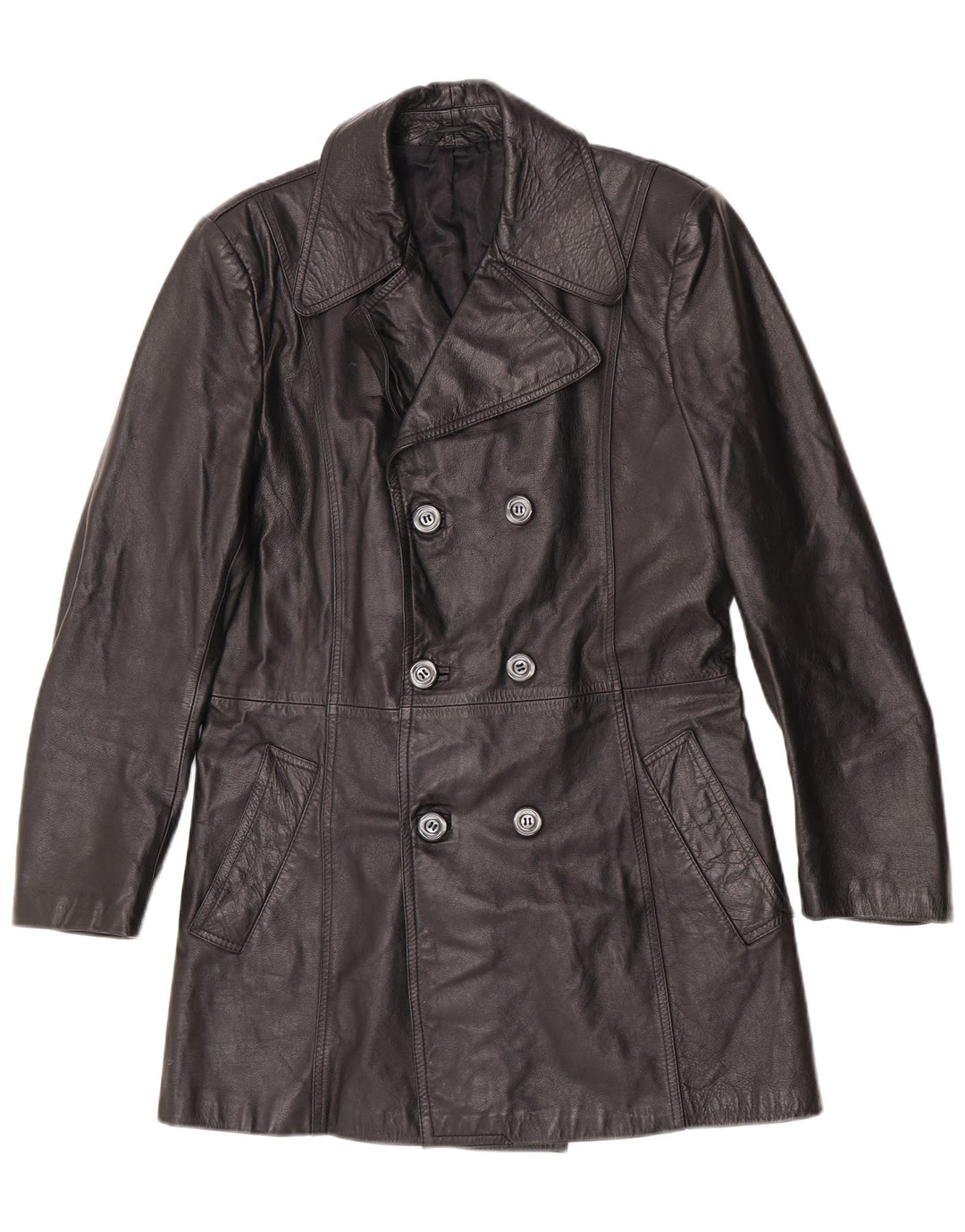Caban in pelle da uomo vintage IT 48 medio nero classico