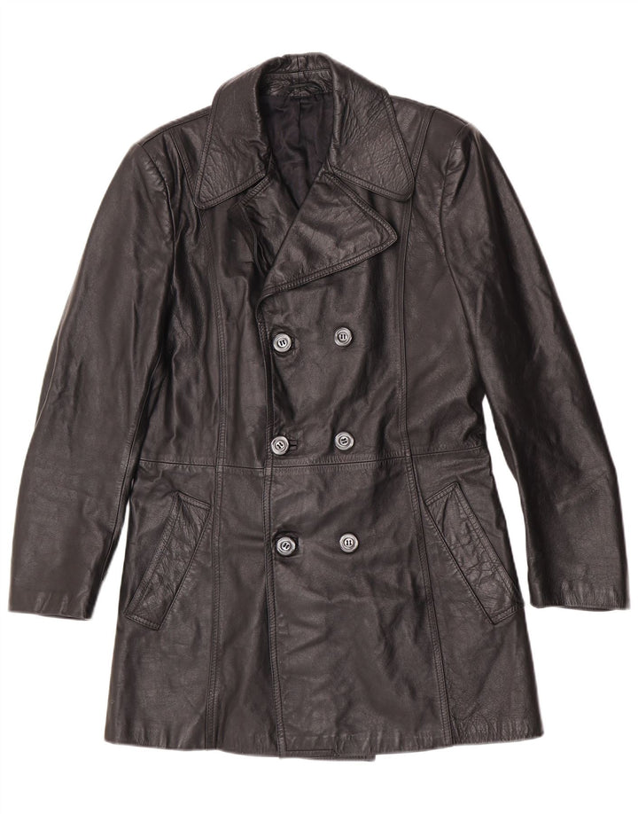 Caban in pelle da uomo vintage IT 48 medio nero classico