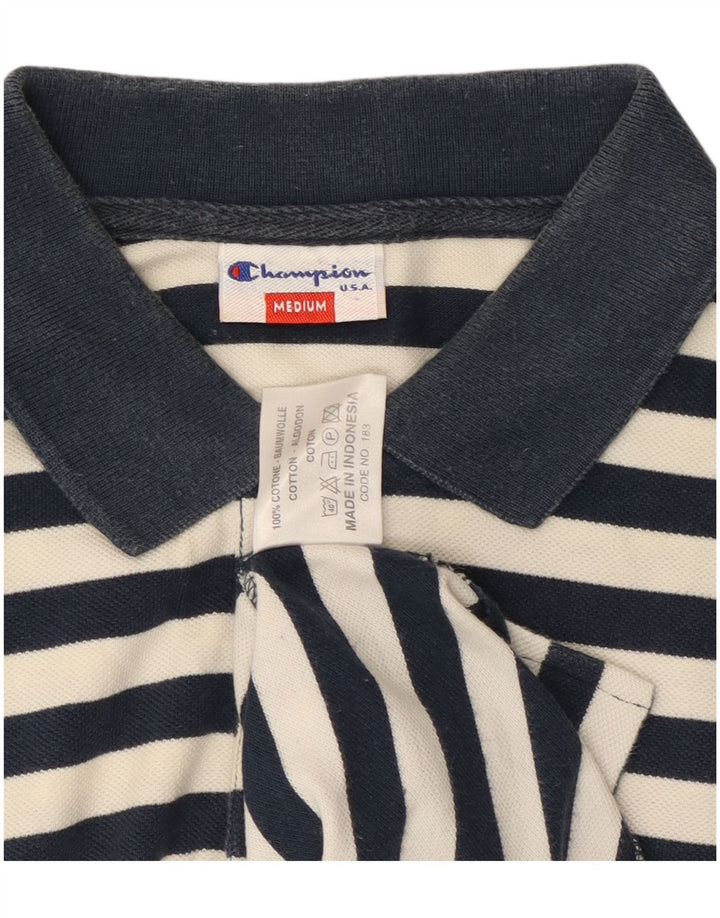 Polo da uomo Champion in cotone a righe medie blu navy