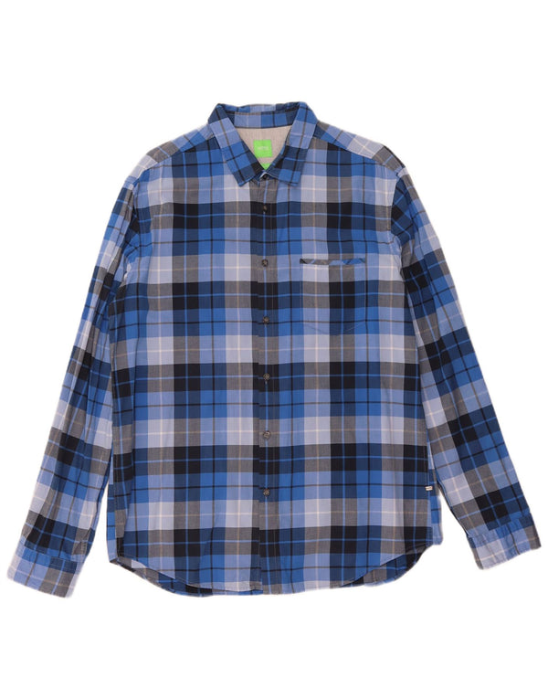 Camicia da uomo Regular Fit Hugo Boss XL in cotone a quadri blu