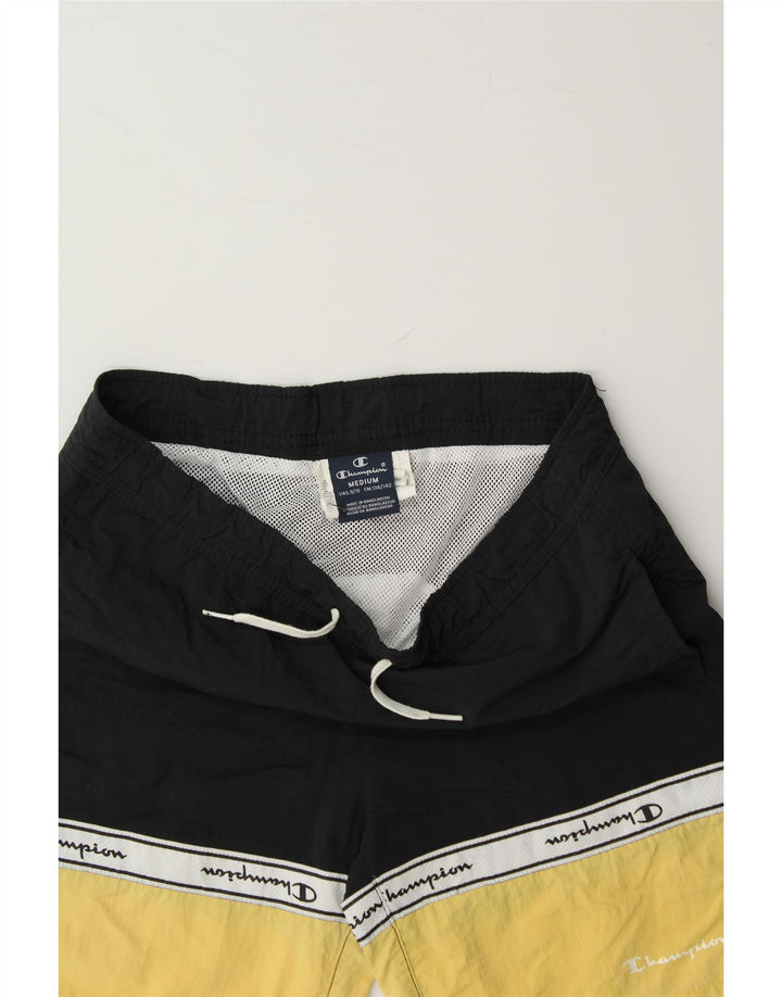 CHAMPION Boys Graphic Sport Shorts 9-10 Years Medium Black Colourblock Vintage Champion and Second-Hand Champion from Messina Hembry 