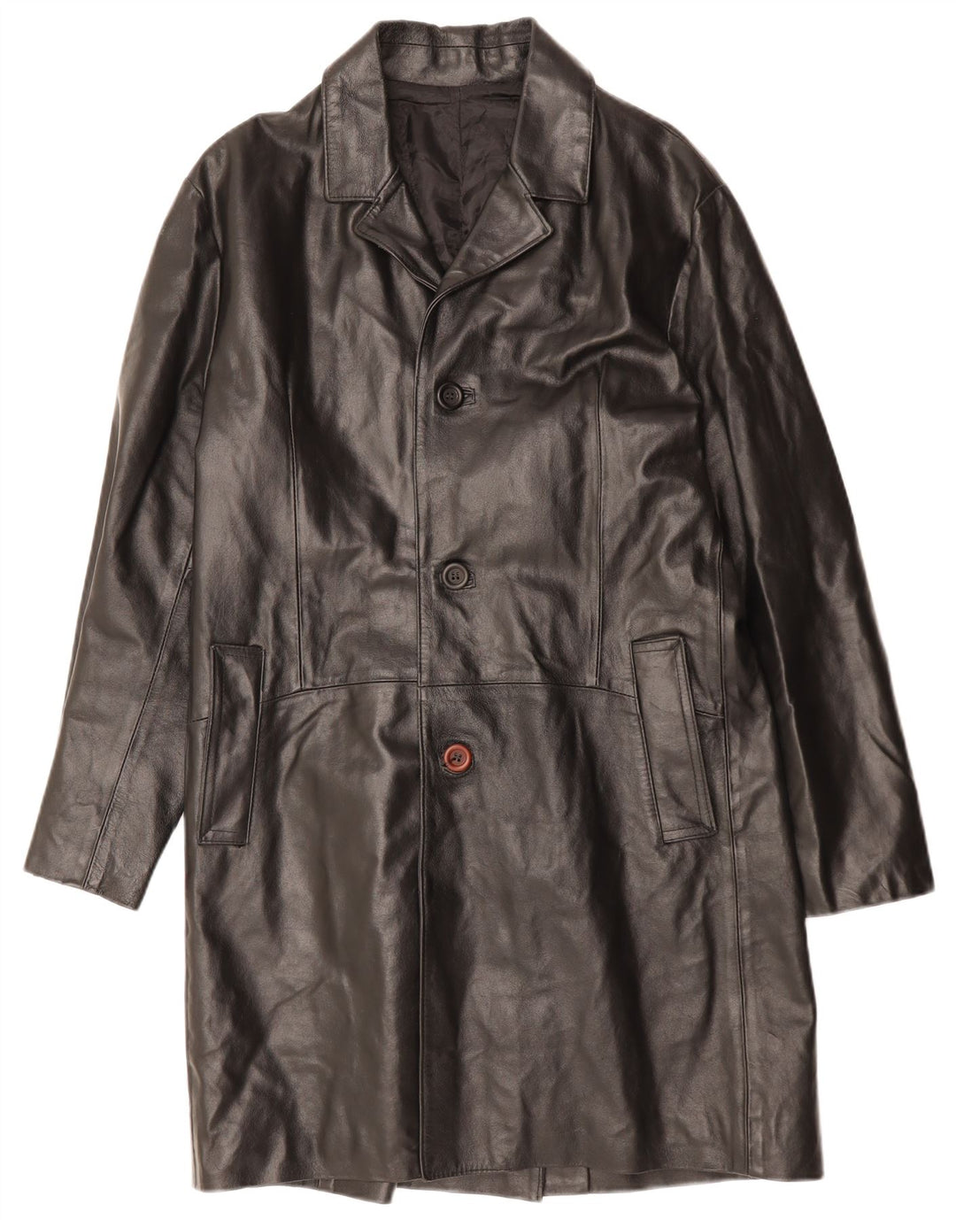 Cappotto in pelle da uomo VINTAGE UK 36 Piccolo in pelle nera